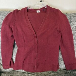 Chico's Red Knit Cardigan with Ribbed Details